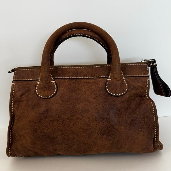 Chloe Edith Brown Top Handle Leather Tote Bag Made in Italy - Picture 5 of 9